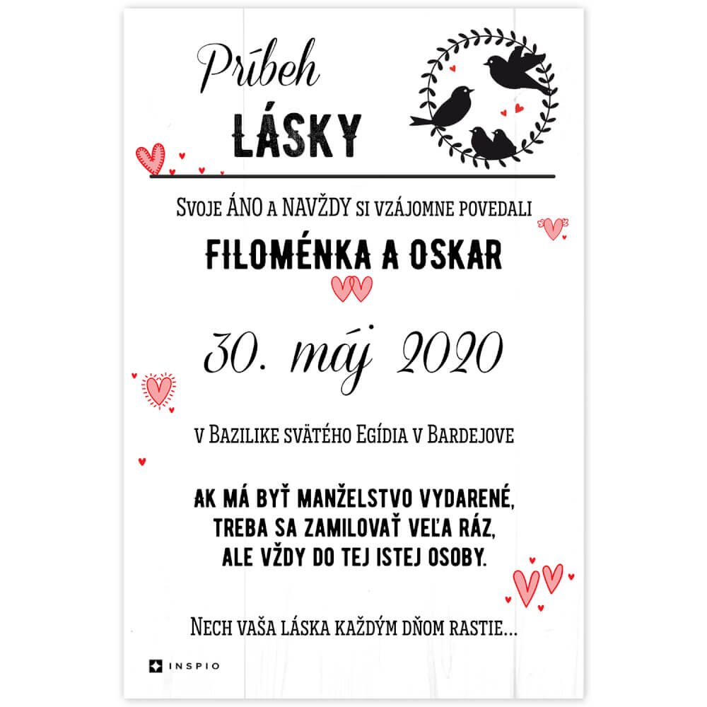 INSPIO Svadobný dar - Tabuľka o veľkej láske pre mladomanželov