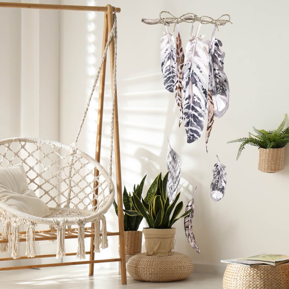 INSPIO Textilná nálepka na stenu - Boho pierka