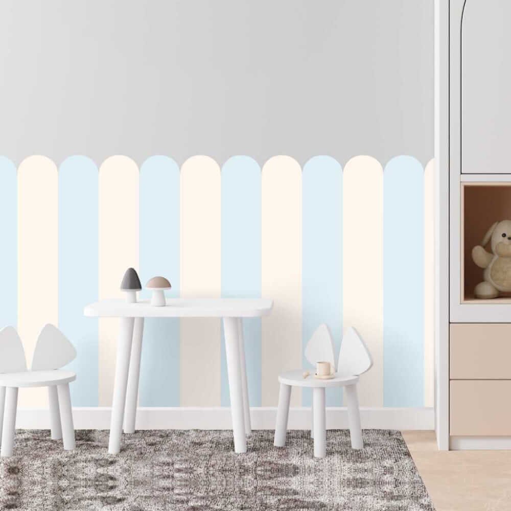 INSPIO Textilná nálepka na stenu Oblúk – Ice Blue (Chladná svetlá modrá pre moderný interiér)