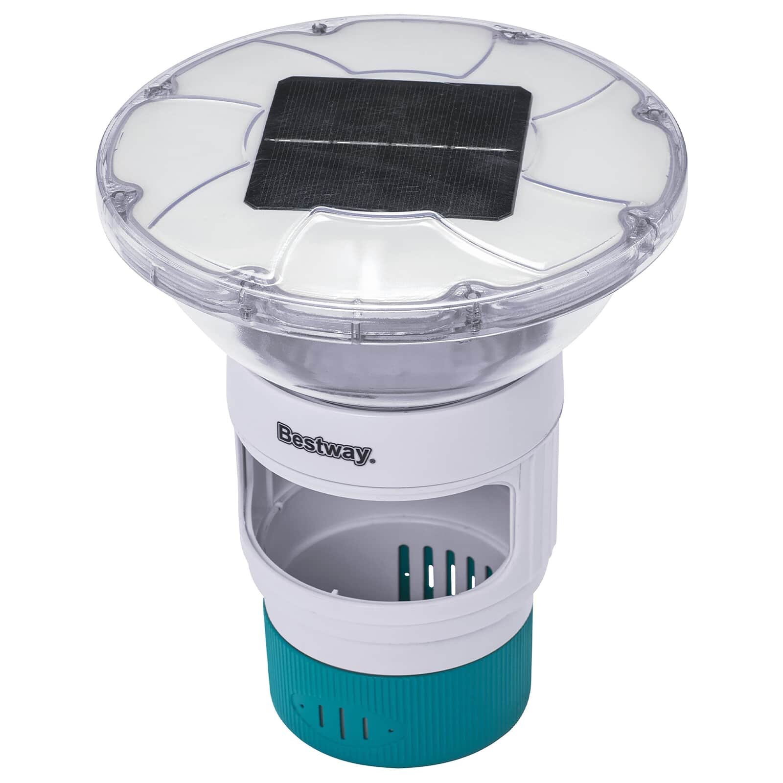 Bestway Plávajúce solárne svetlo s LED pásikmi Biela Ø 76 cm PC a ABS