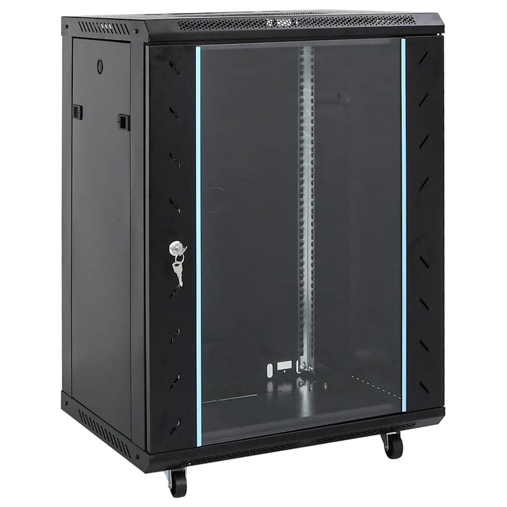 vidaXL 15U Nástenná serverová skriňa 19" IP20 čierna 60x45x86 cm