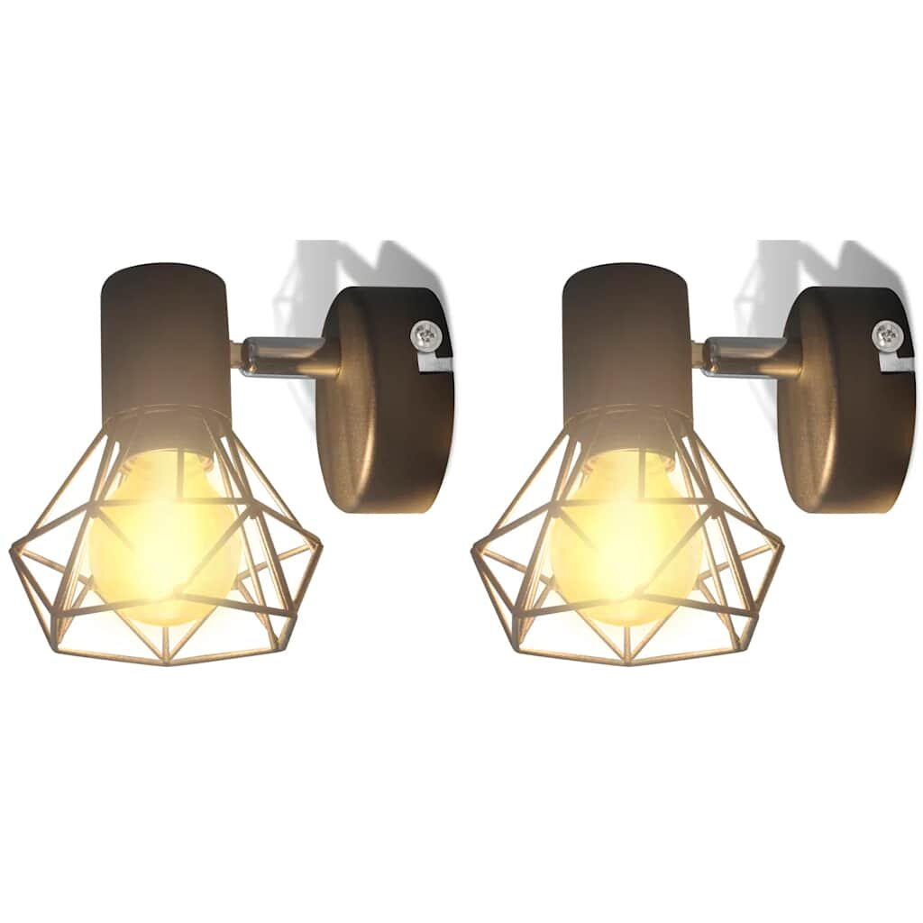 vidaXL 2 čierne nástenné lampy s LED žiarovkou industriálny štýl drôtené