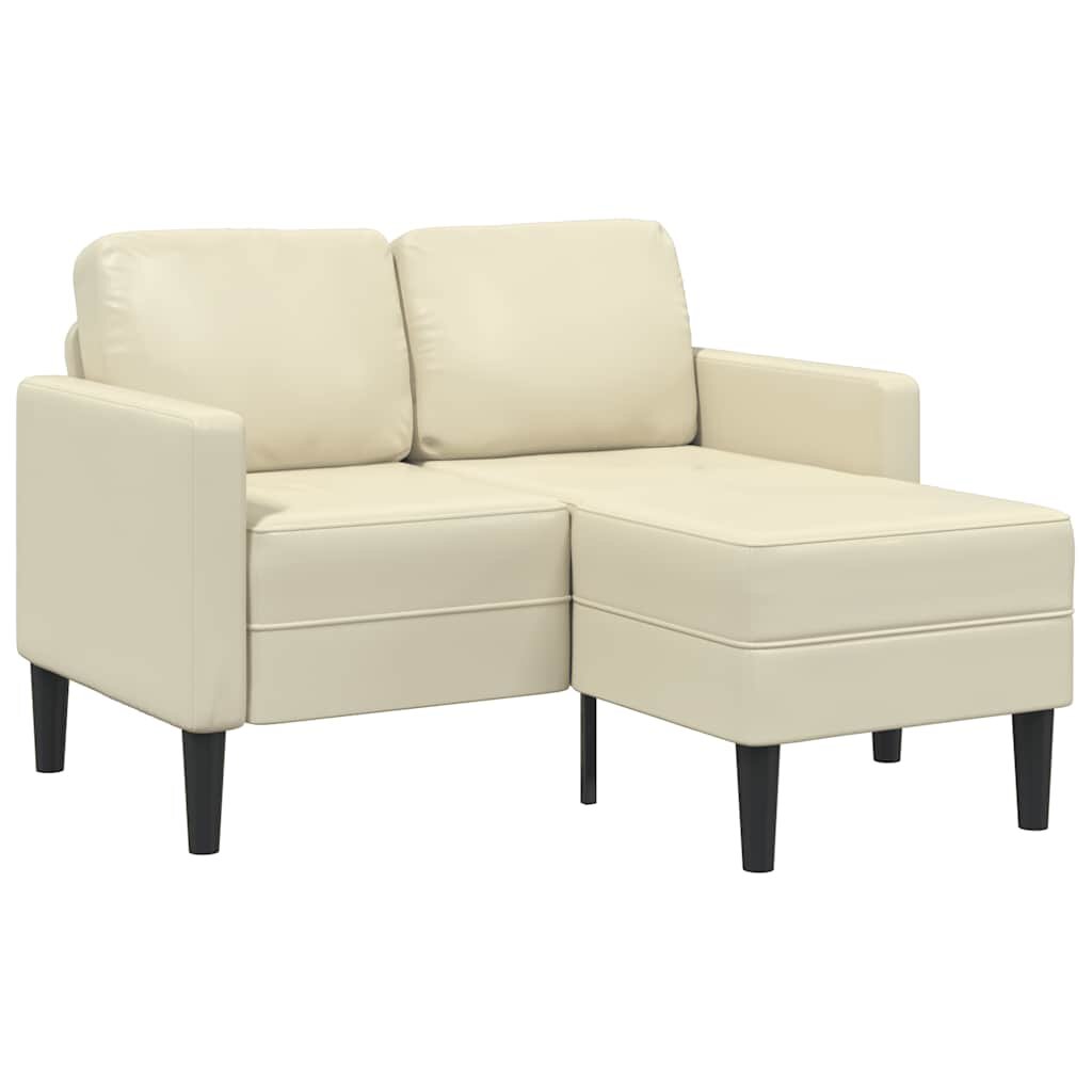 vidaXL 2-miestna pohovka s chaise krémová v tvare L z umelej kože