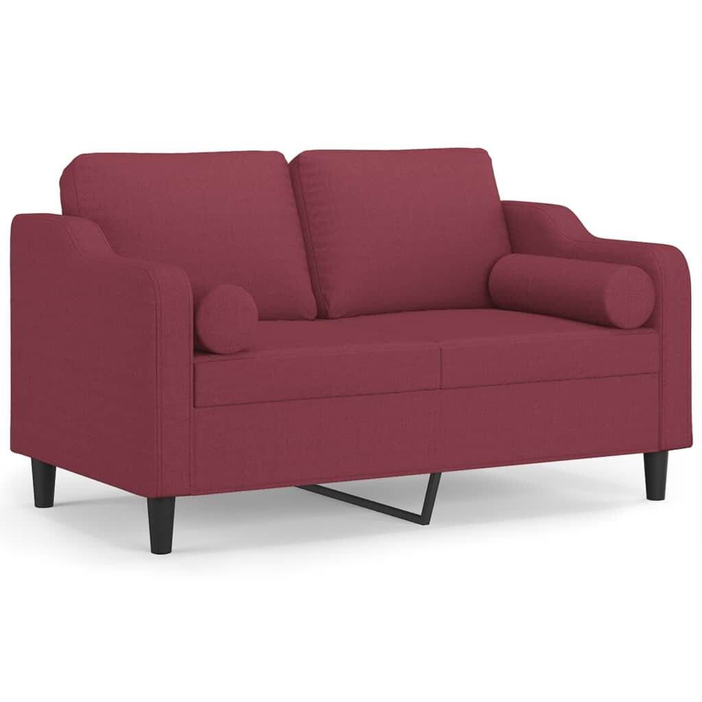 vidaXL 2-miestna pohovka s vankúšmi vínovočervená 120 cm látka