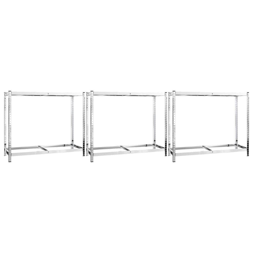 vidaXL 2-posch. stojany na pneumatiky 3ks strieborné 110x40x110cm oceľ