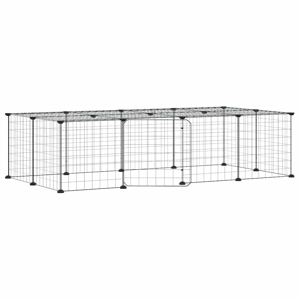 vidaXL 20-panelová klietka pre domáce zvieratá čierna 140x70x35 cm oceľ