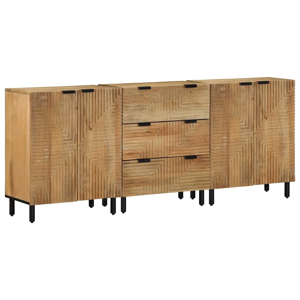 vidaXL 3-dielne príborníky Hnedá 60x33x75 cm Masívne drevo Mango
