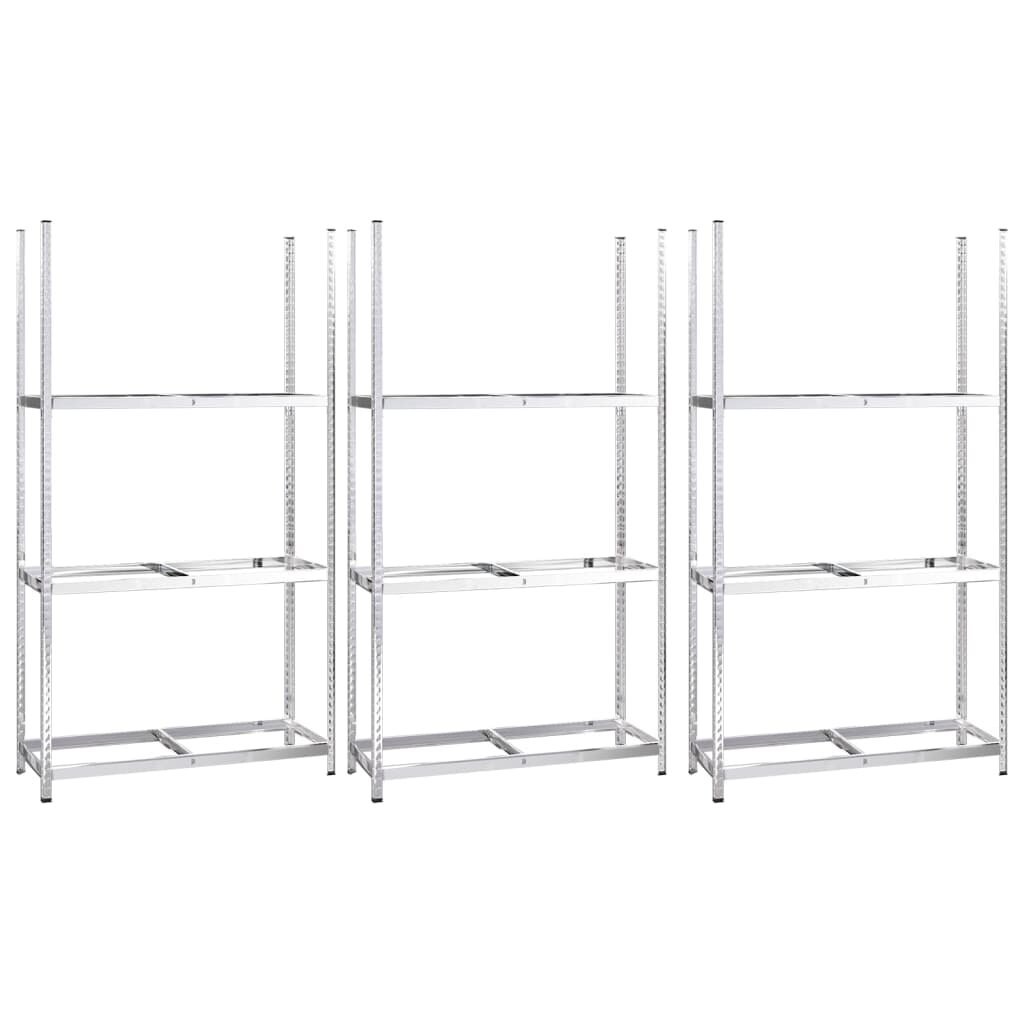 vidaXL 3-posch. stojany na pneumatiky 3ks strieborné 110x40x200cm oceľ