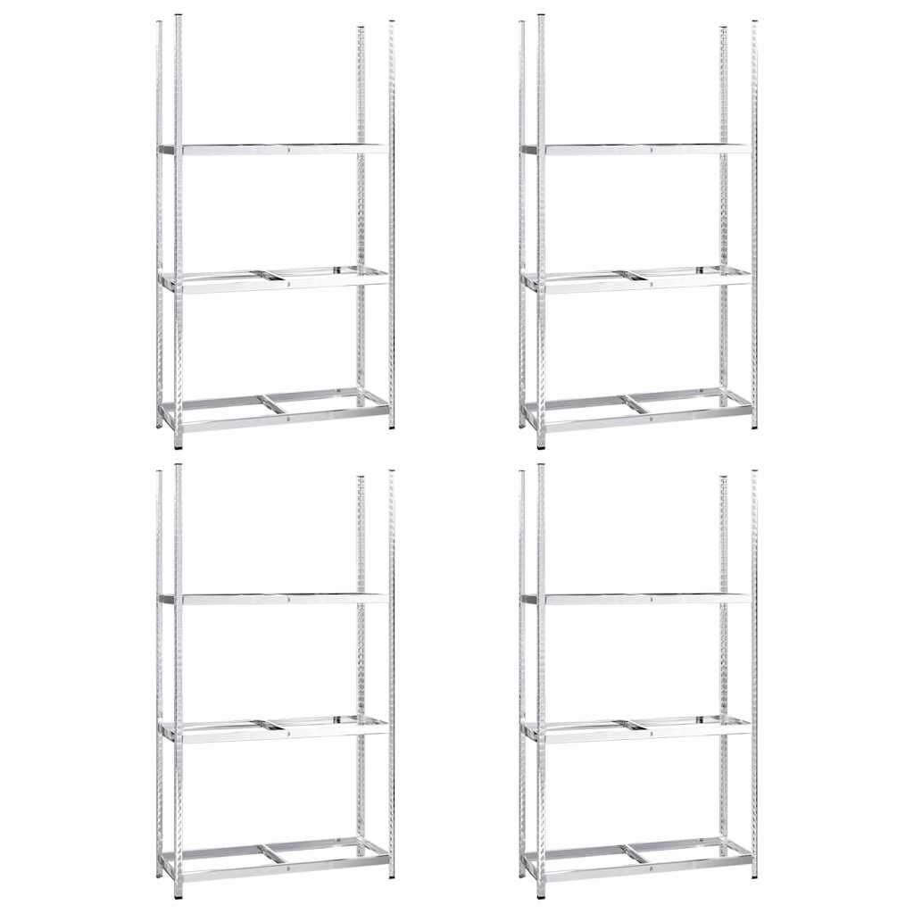 vidaXL 3-posch. stojany na pneumatiky 4ks strieborné 110x40x200cm oceľ