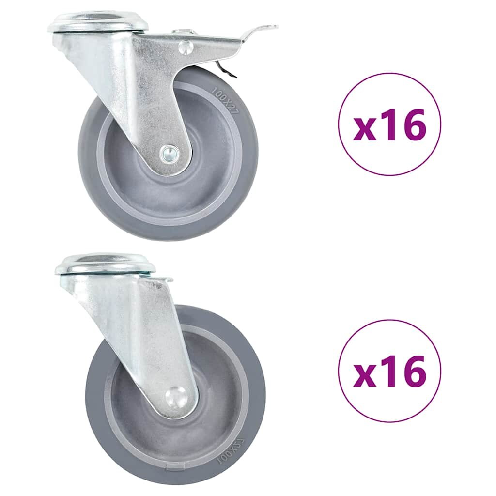 vidaXL 32 ks otočné kolieska s otvorom na skrutku 100 mm