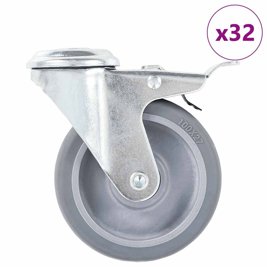 vidaXL 32 ks otočné kolieska s otvorom na skrutku 100 mm