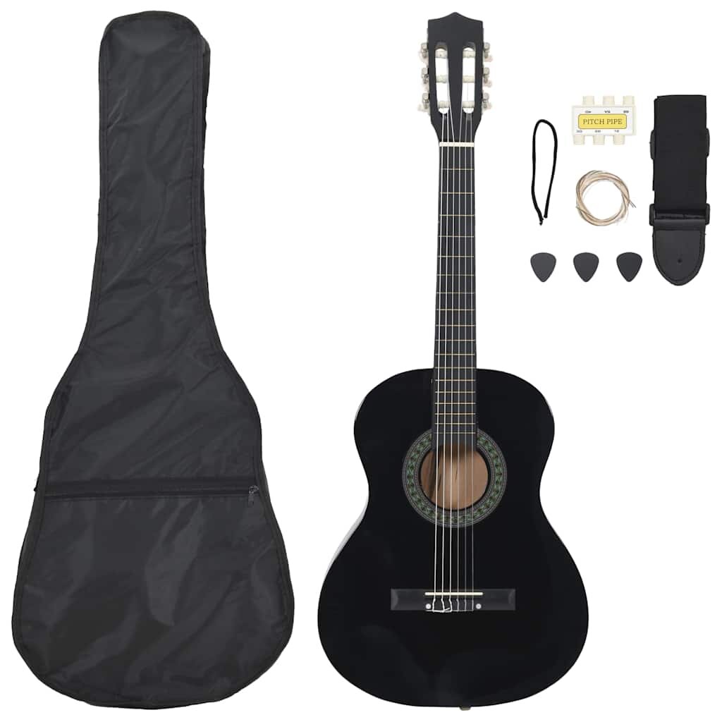 vidaXL 8dielna klasická gitarová sada pre začiatočníkov čierna 3/4 36
