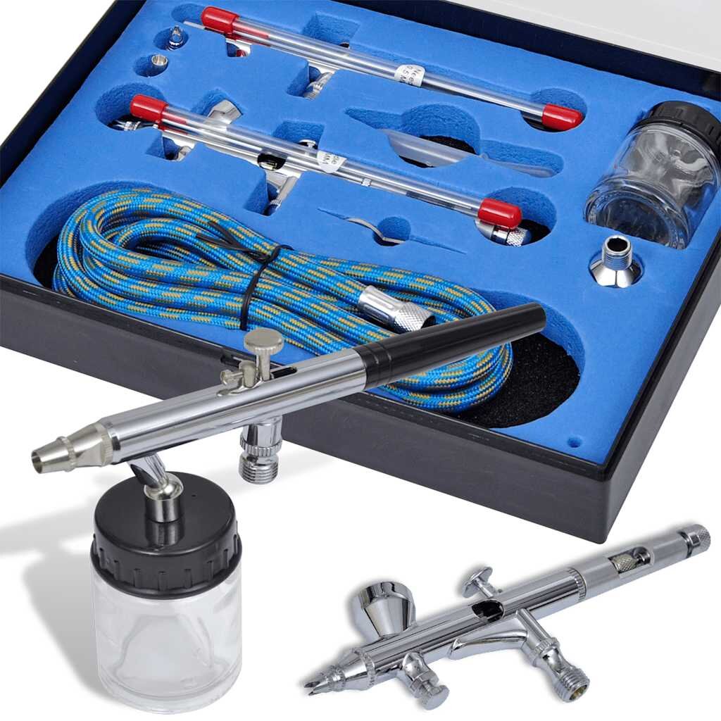 vidaXL Airbrush sada s 2 striekacími pištoľami