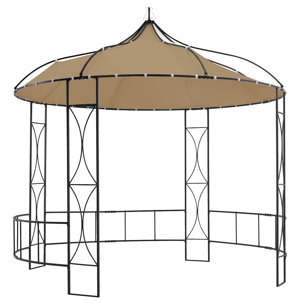vidaXL Altánok 300x290 cm sivohnedý okrúhly