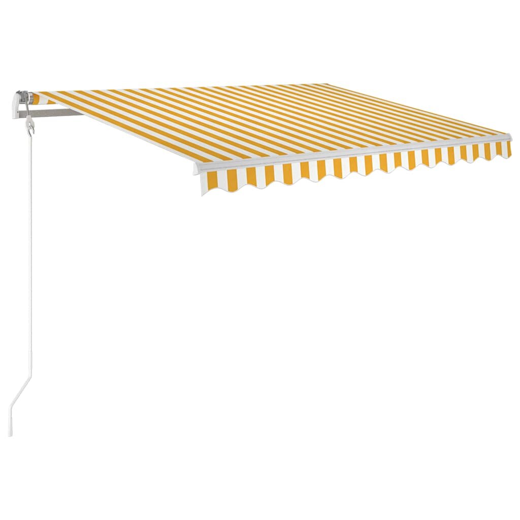vidaXL Automatická markíza LED a senzor vetra 300x250 cm žltá/biela
