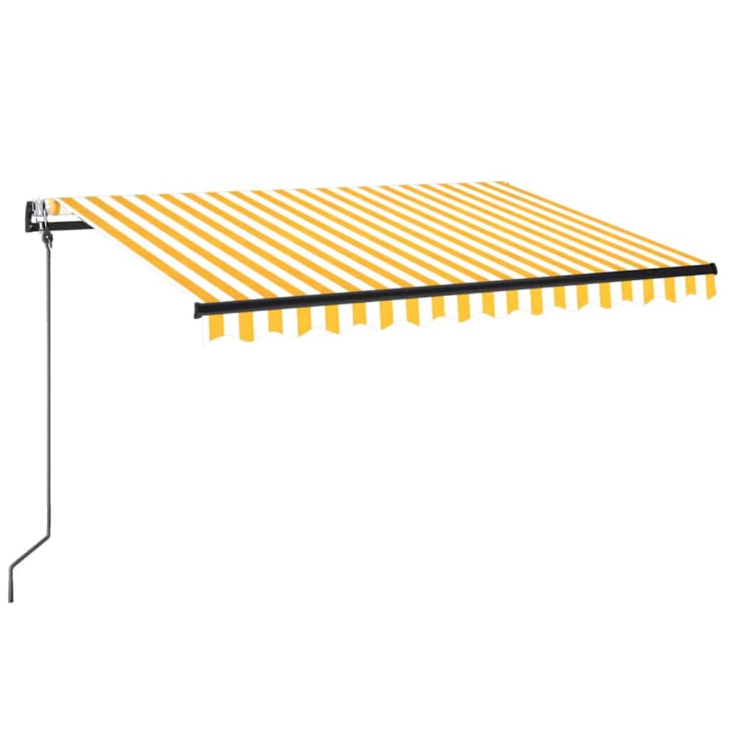 vidaXL Automatická markíza LED a senzor vetra 350x250 cm žltá/biela