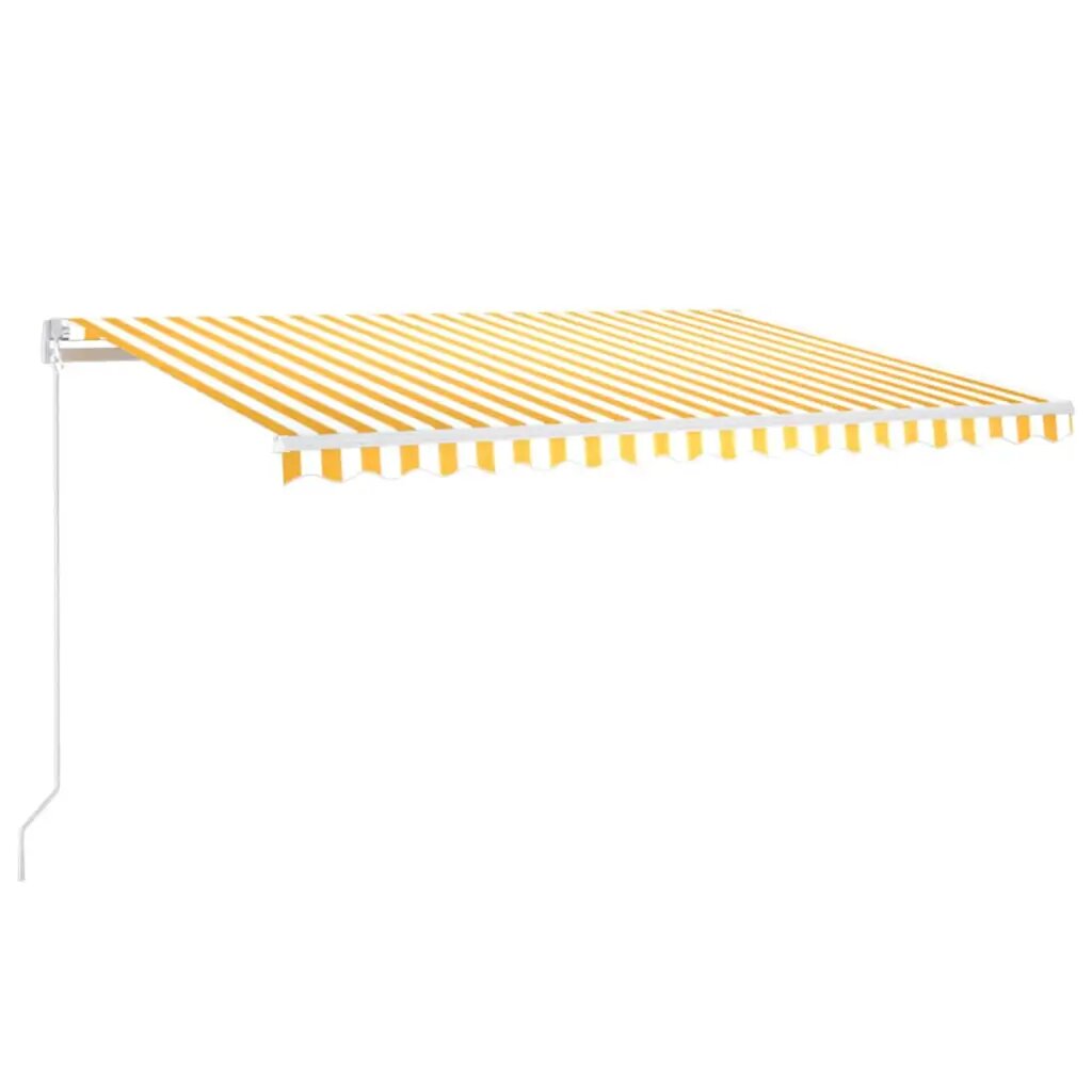 vidaXL Automatická markíza LED a senzor vetra 450x300 cm žltá/biela