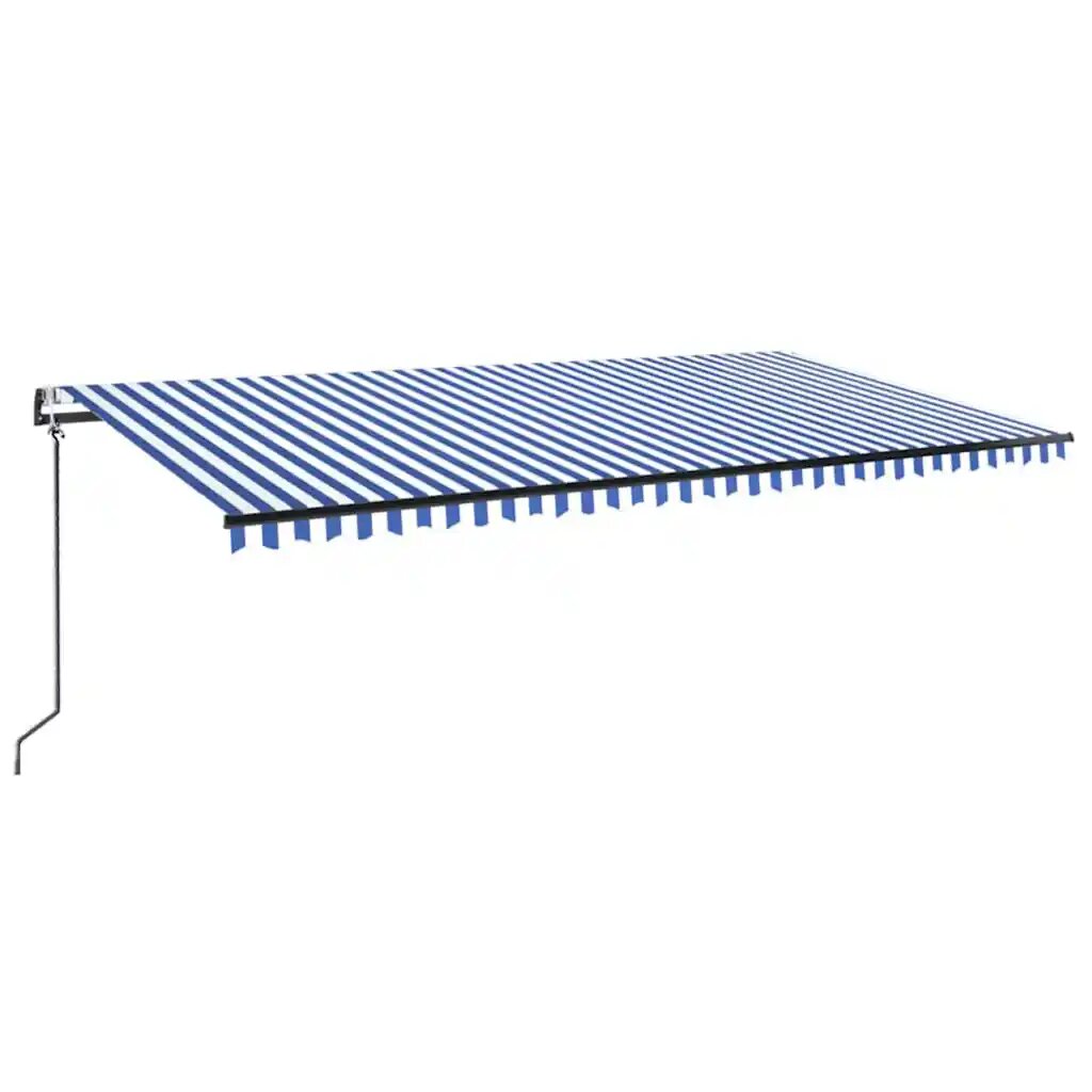 vidaXL Automatická markíza LED a senzor vetra 600x300 cm modrá/biela