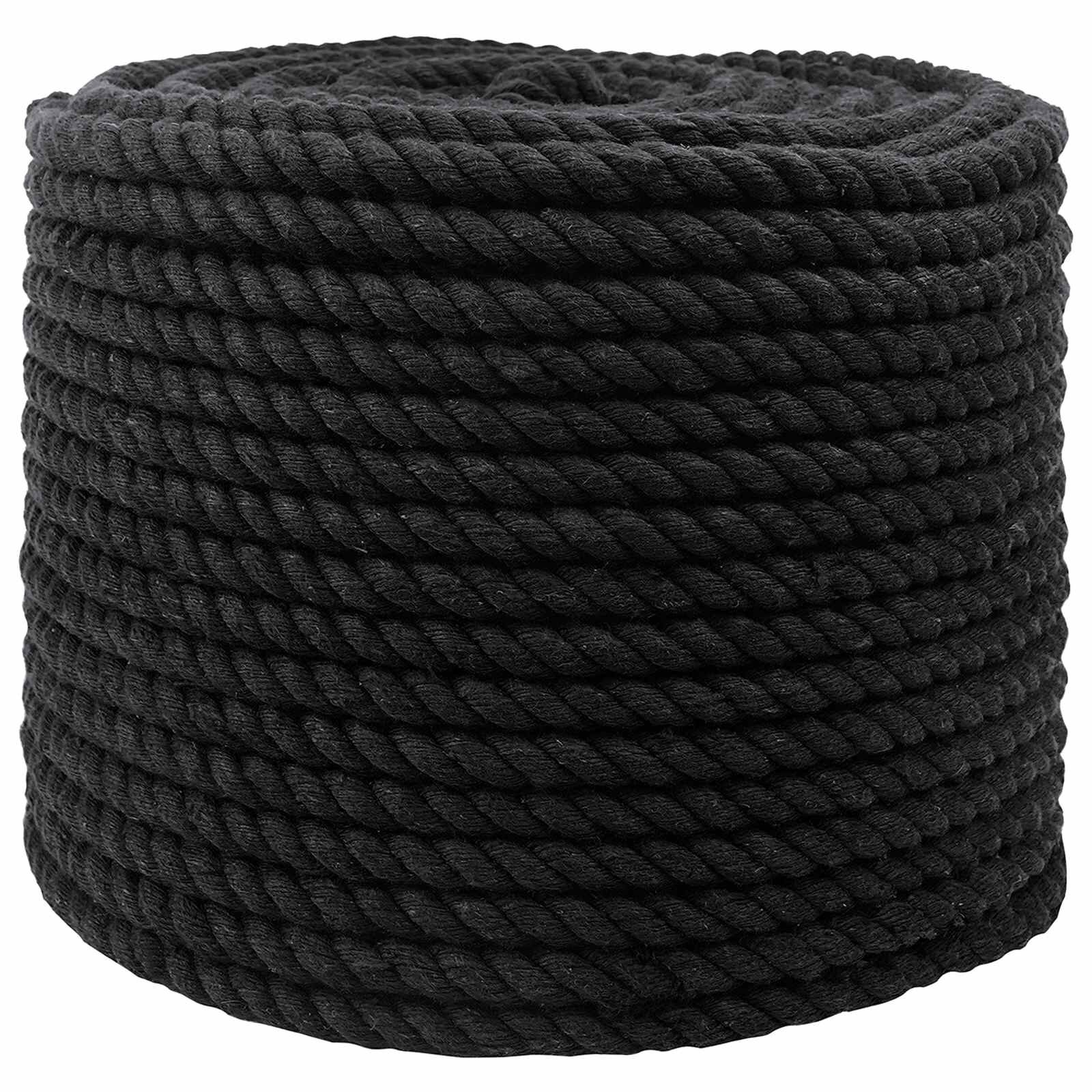 vidaXL Bavlnený povraz 12 mm 100 m Čierna 100% bavlna
