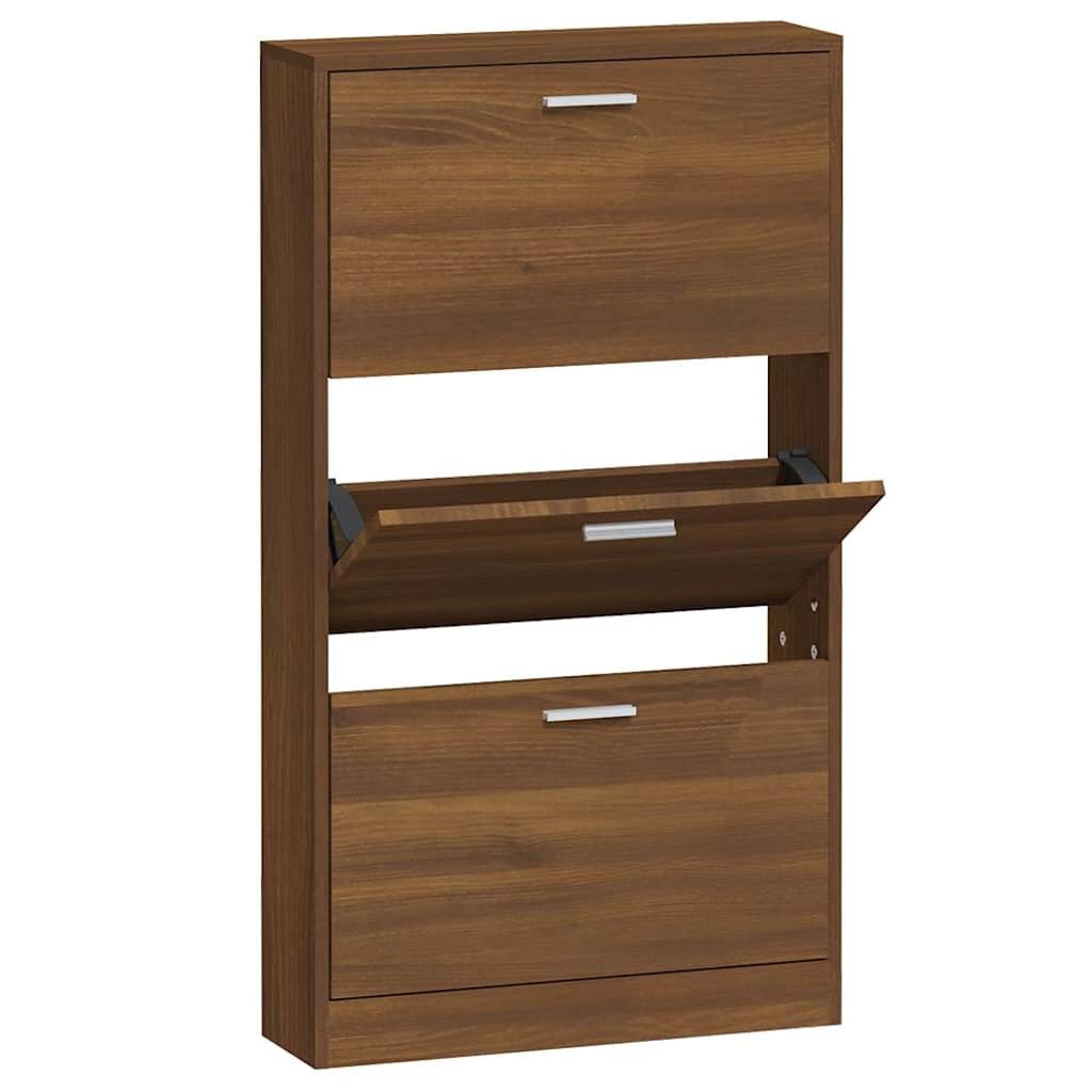 vidaXL Botník hnedý dub 59x17x108 cm spracované drevo