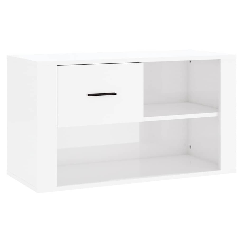 vidaXL Botník lesklý biely 80x35x45 cm spracované drevo