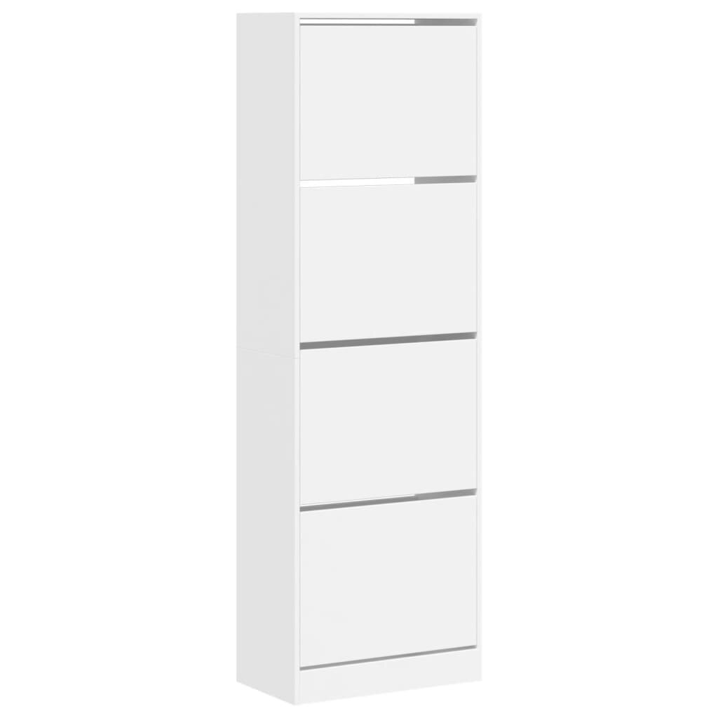 vidaXL Botník so 4 výklopnými zásuvkami biely 60x34x1875 cm