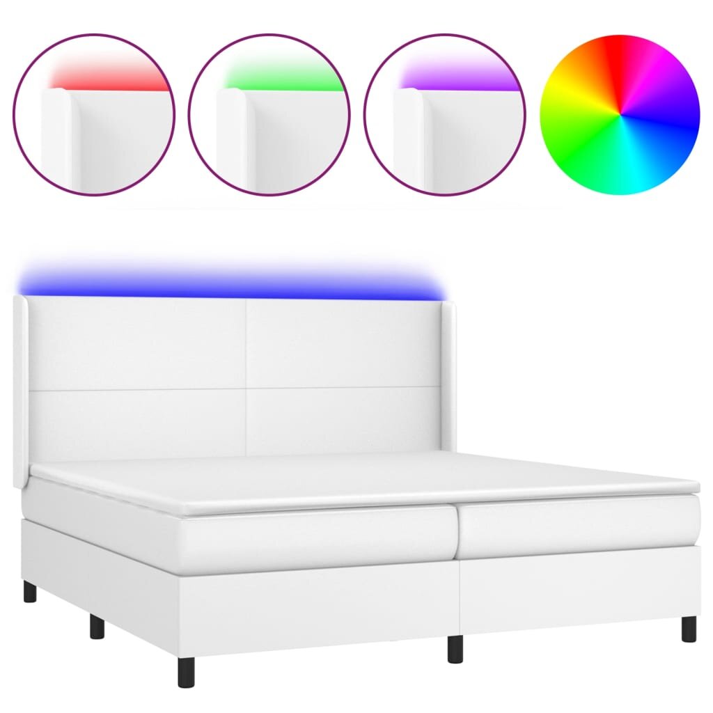 vidaXL Boxspring posteľ s matracom a LED biela 200x200 cm umelá koža