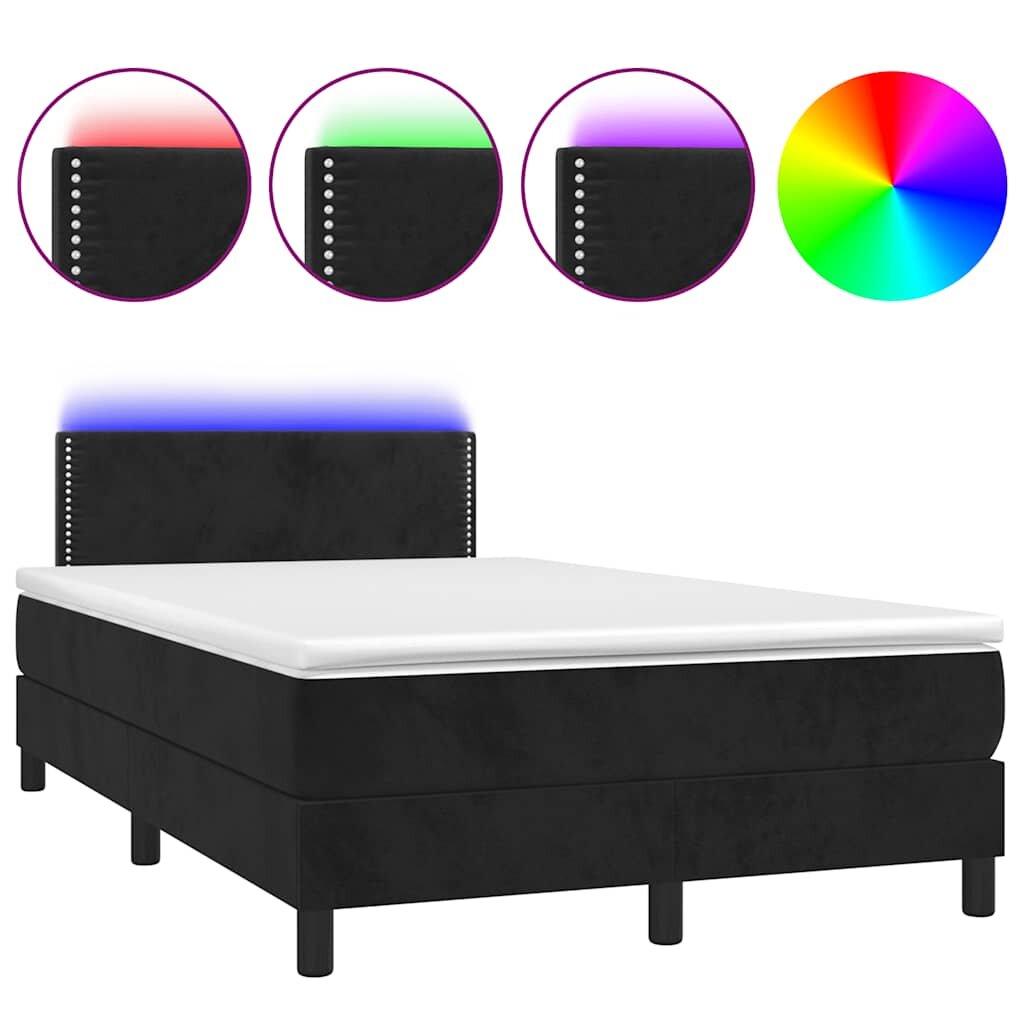 vidaXL Boxspring posteľ s matracom a LED čierna 120x190 cm zamat