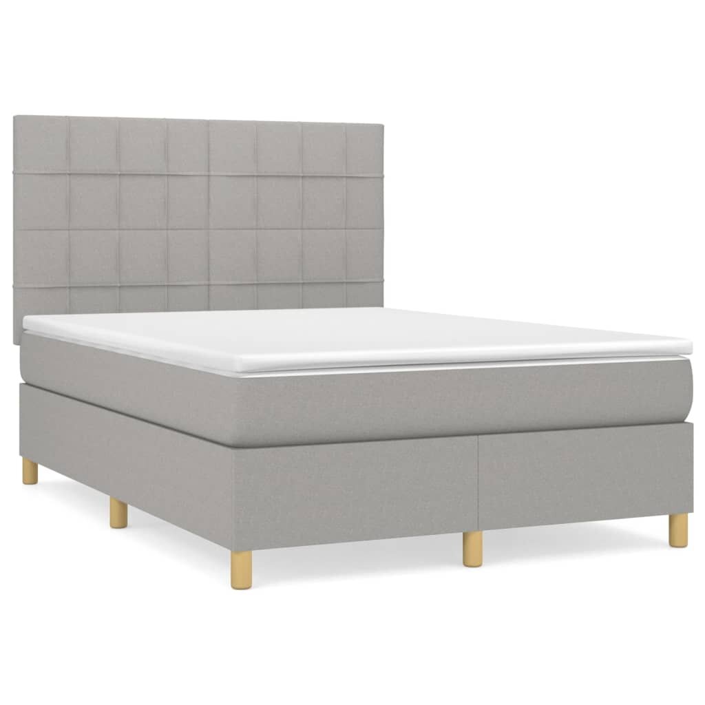 vidaXL Boxspring posteľ s matracom bledosivá 140x200 cm látka