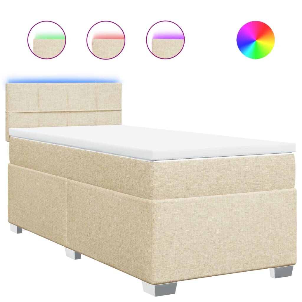 vidaXL Boxspring posteľ s matracom krémová 100x200 cm látka