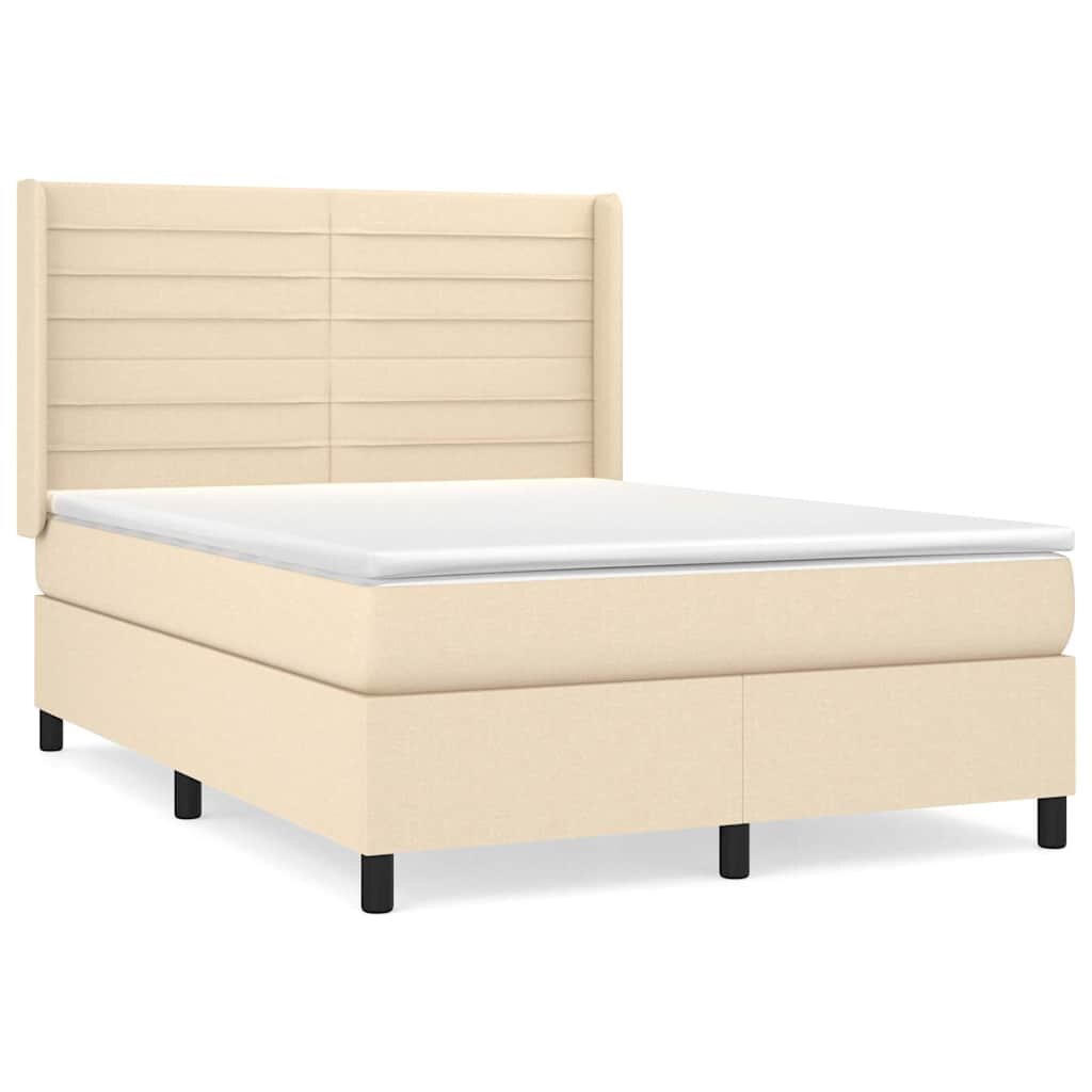 vidaXL Boxspring posteľ s matracom krémový 140x190 cm látka