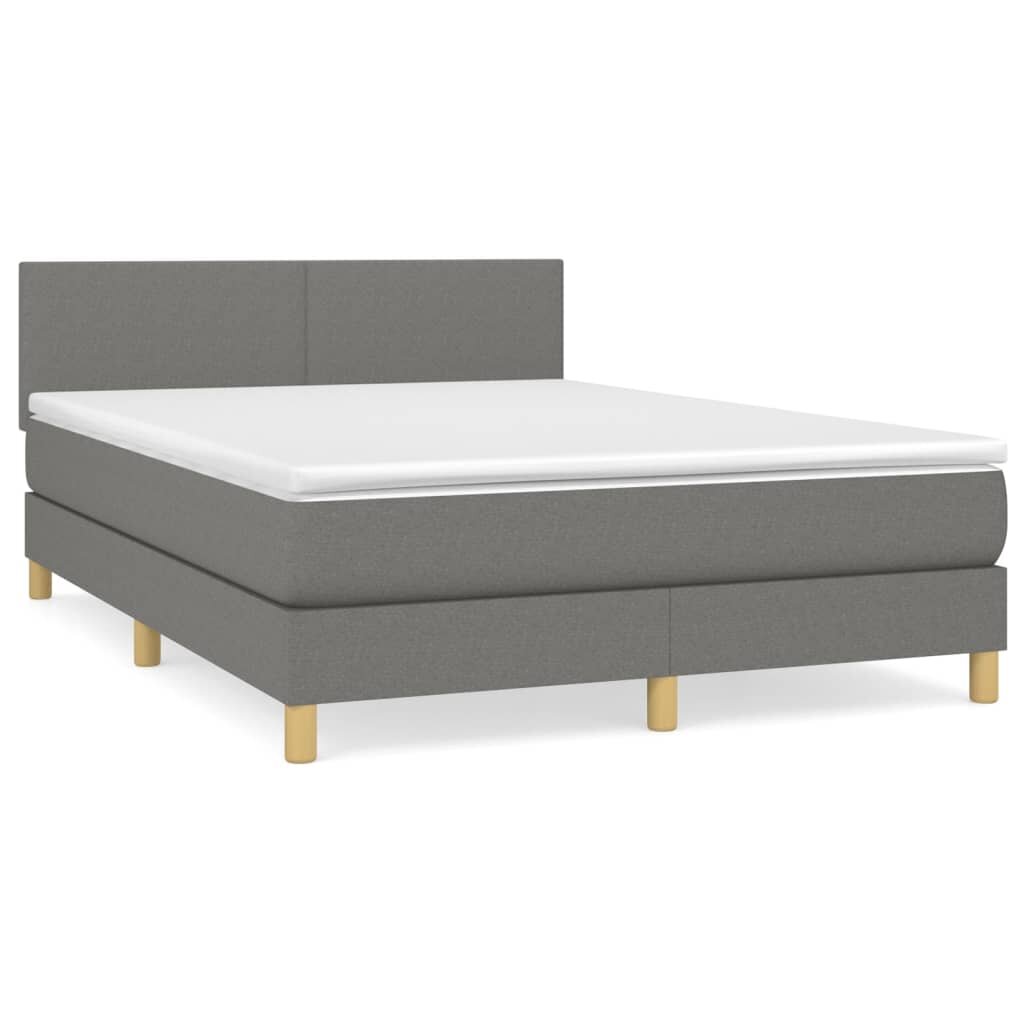 vidaXL Boxspring posteľ s matracom tmavosivá 140x190 cm látka