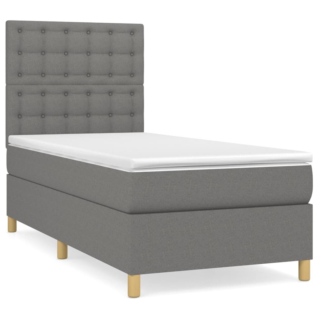 vidaXL Boxspring posteľ s matracom tmavosivá 90x190 cm látka