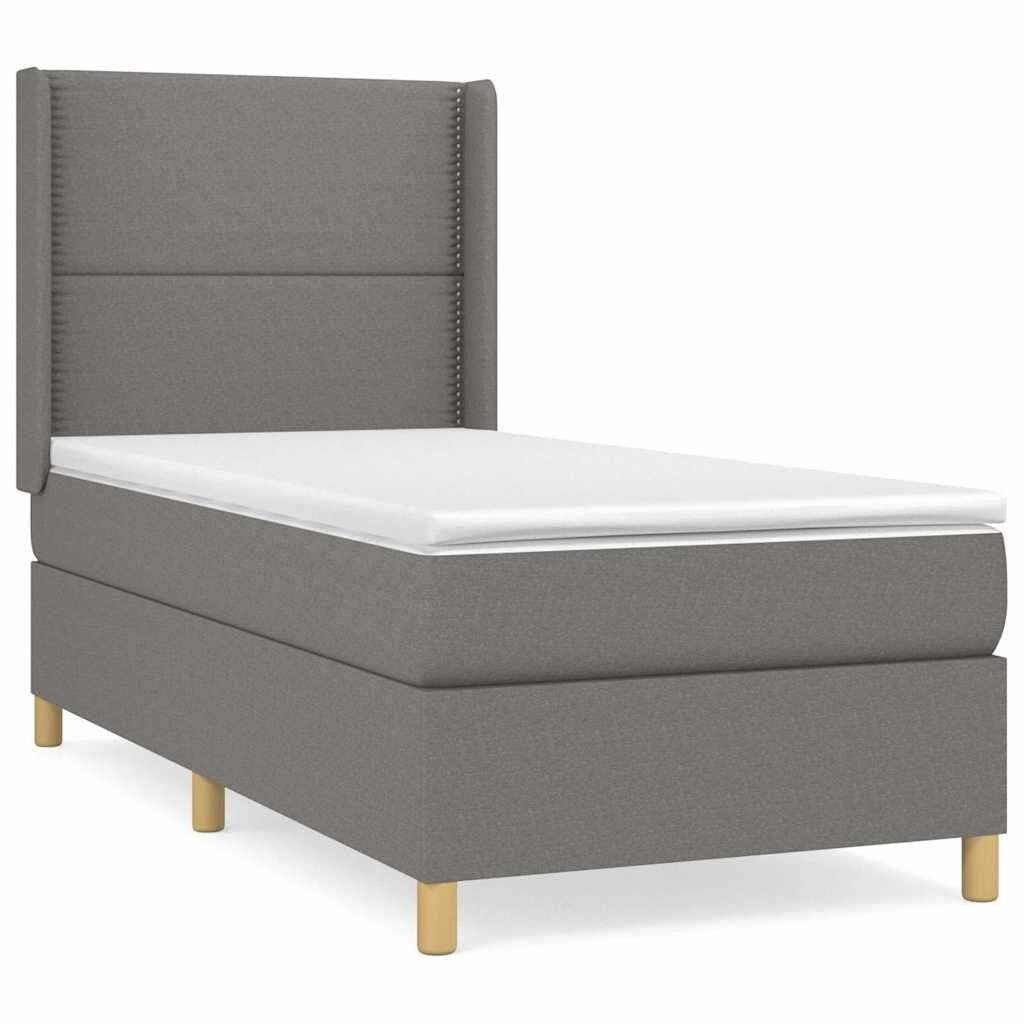 vidaXL Boxspring posteľ s matracom tmavosivá 90x200 cm látka