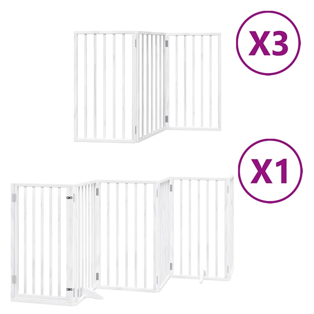 vidaXL Brána pre psa s dverami sklad. 15pan.biela 750cm topoľové drevo