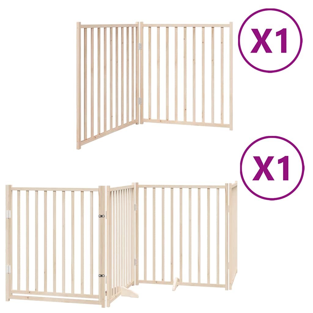 vidaXL Brána pre psa s dverami sklad. 6 panelov 480 cm topoľové drevo