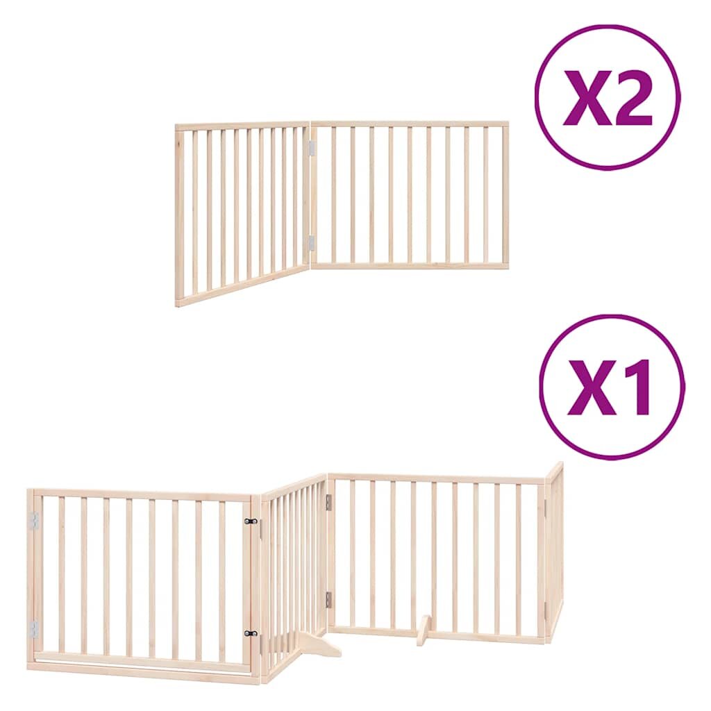 vidaXL Brána pre psa s dverami sklad. 8 panelov 640 cm topoľové drevo