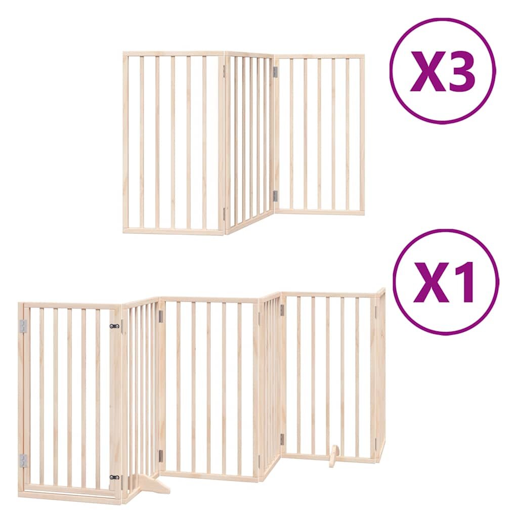 vidaXL Brána pre psa s dverami skladacia 15panely 750cm topoľové drevo