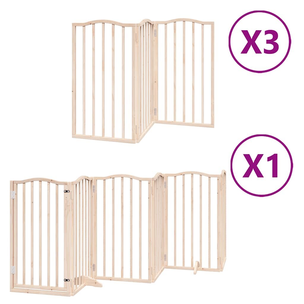 vidaXL Brána pre psa s dverami skladacia 15panely 750cm topoľové drevo