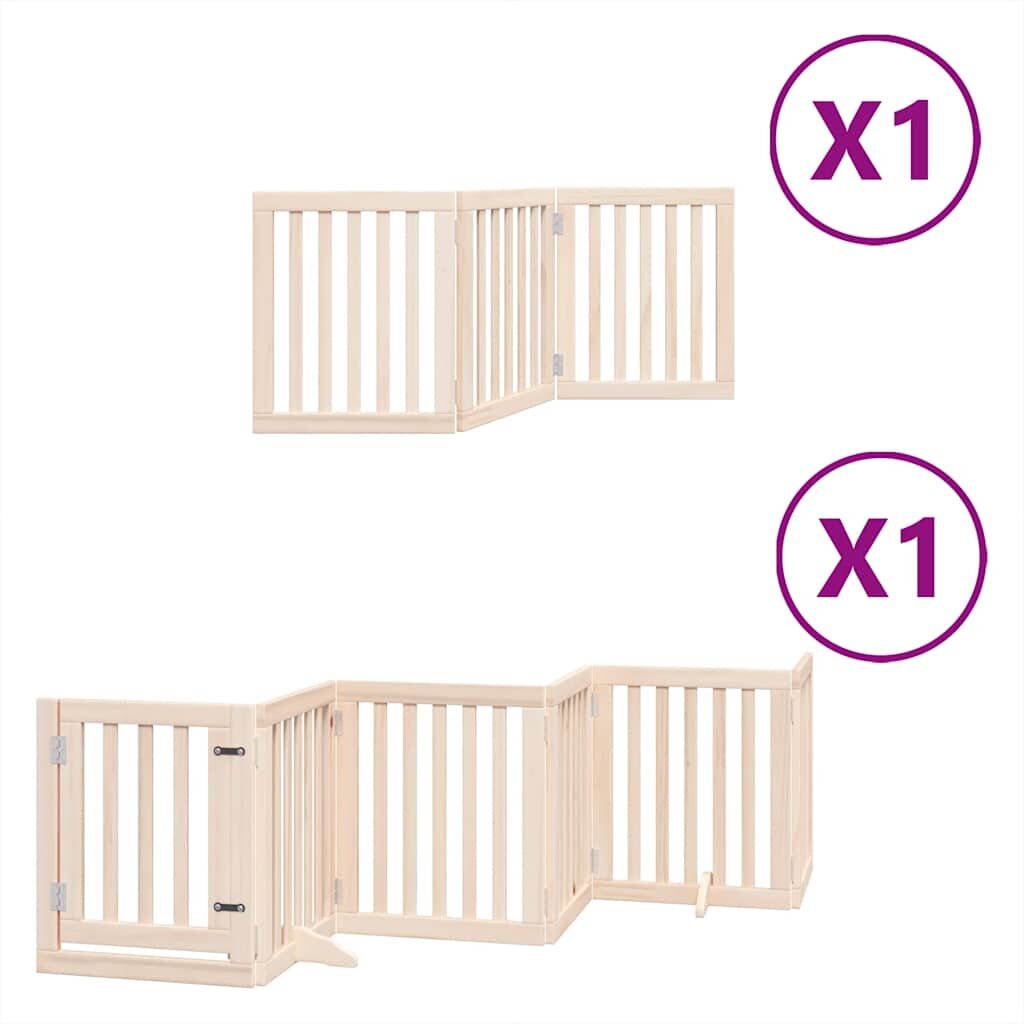 vidaXL Brána pre psa s dverami skladacia 9 panely 450cm topoľové drevo