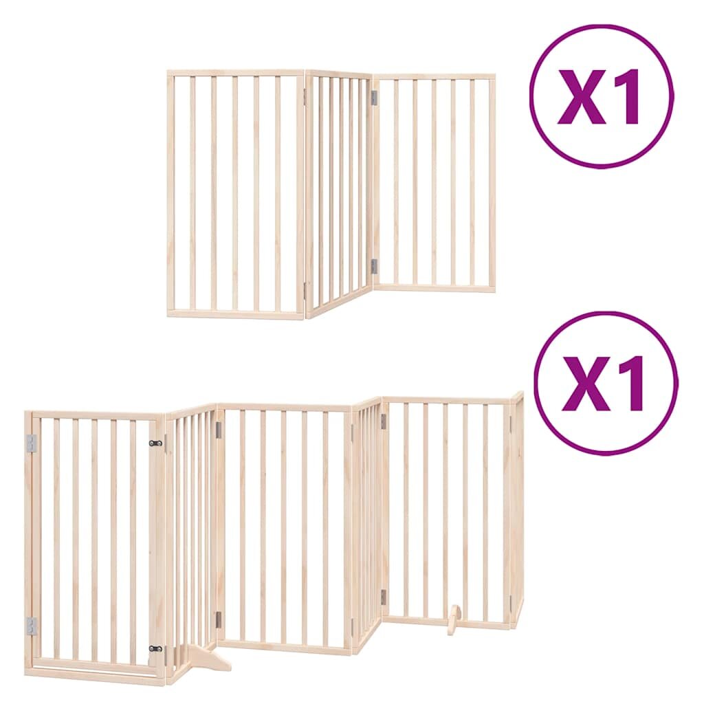 vidaXL Brána pre psa s dverami skladacia 9 panely 450cm topoľové drevo