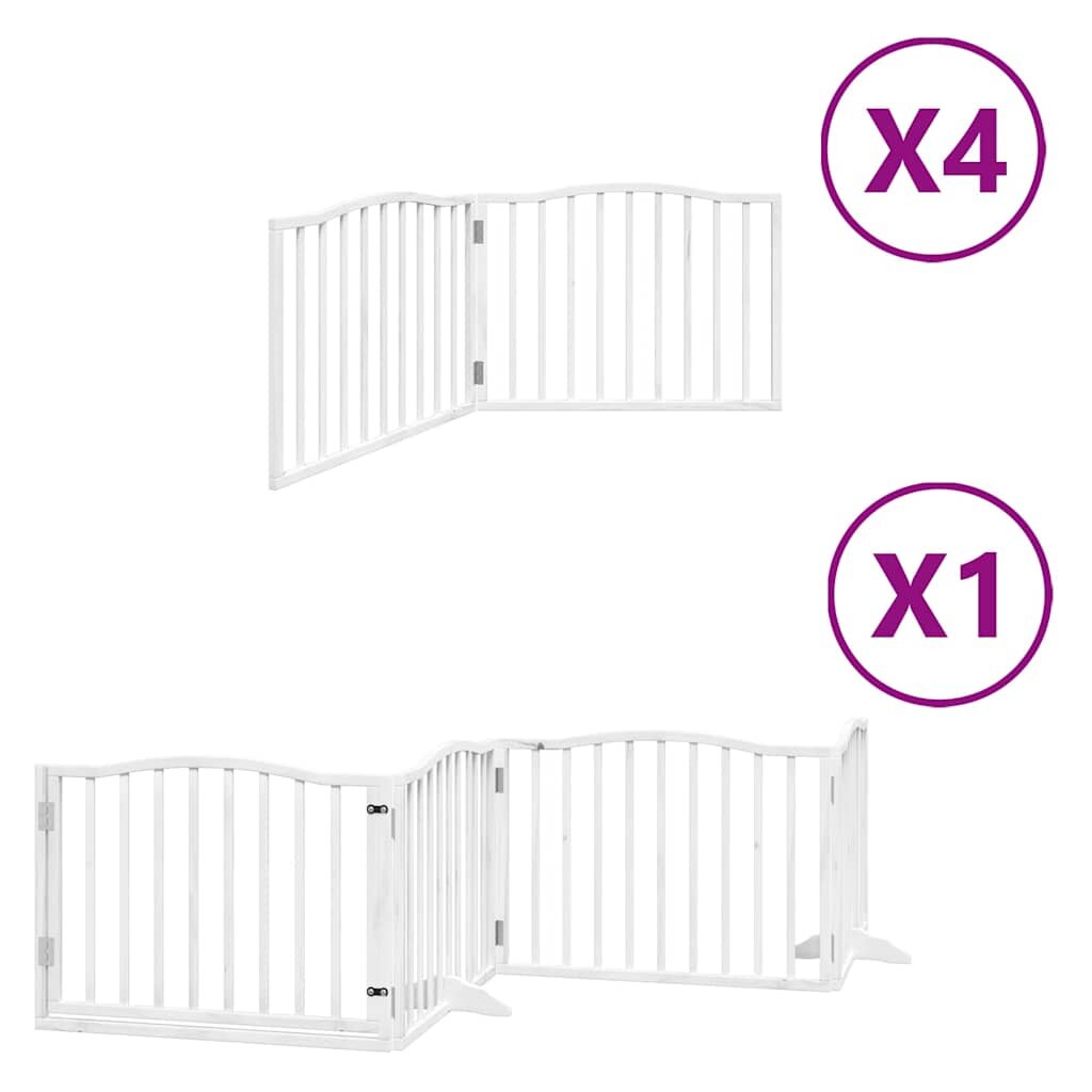vidaXL Brána pre psa s dvere sklad. 12pan. biela 960cm topoľové drevo