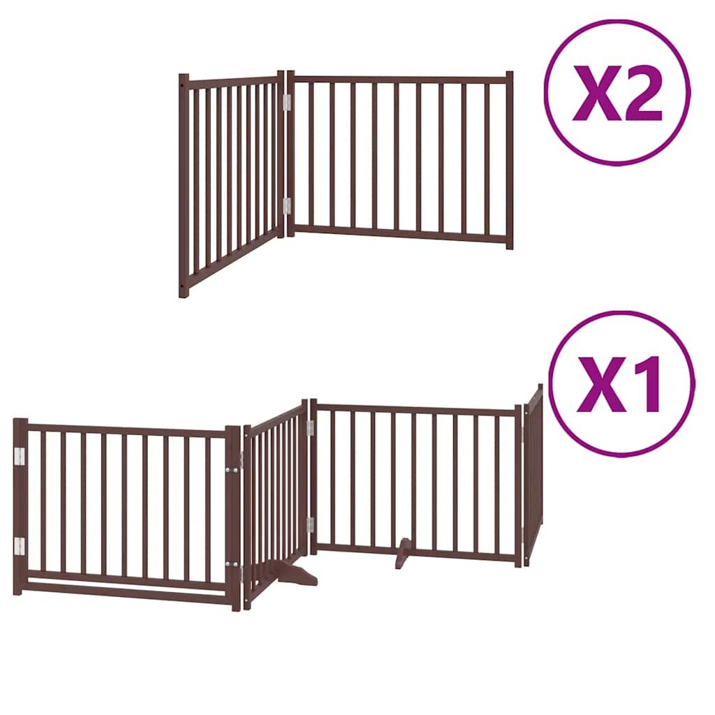 vidaXL Brána pre psa s dvere sklad. 8 pan. hnedá 640 cm topoľové drevo