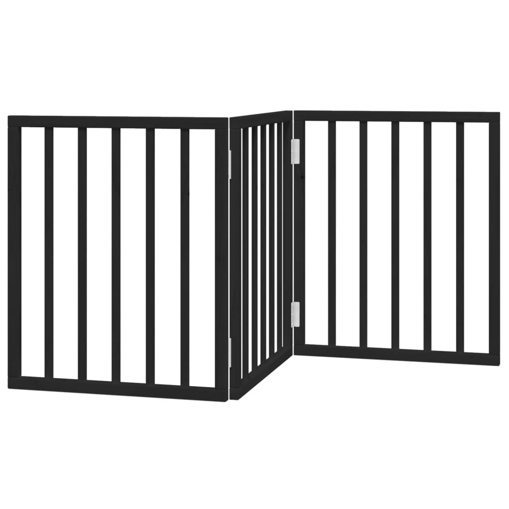 vidaXL Brána pre psa skladacia 3 panely čierna 150 cm topoľové drevo