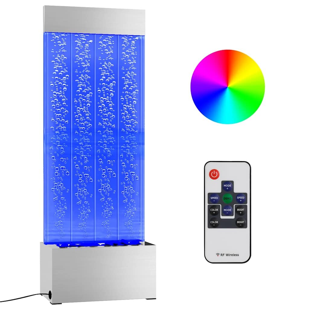 vidaXL Bublinkový stĺp s RGB LED nehrdzavejúca oceľ a akryl 110 cm