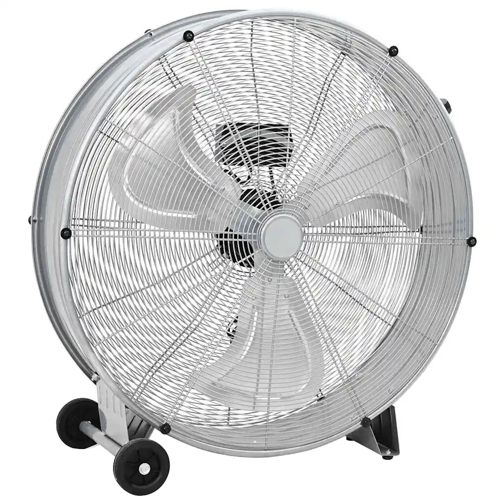 vidaXL Bubnový ventilátor s kolesom Strieborná 79 x 37 x 82 cm Hliník