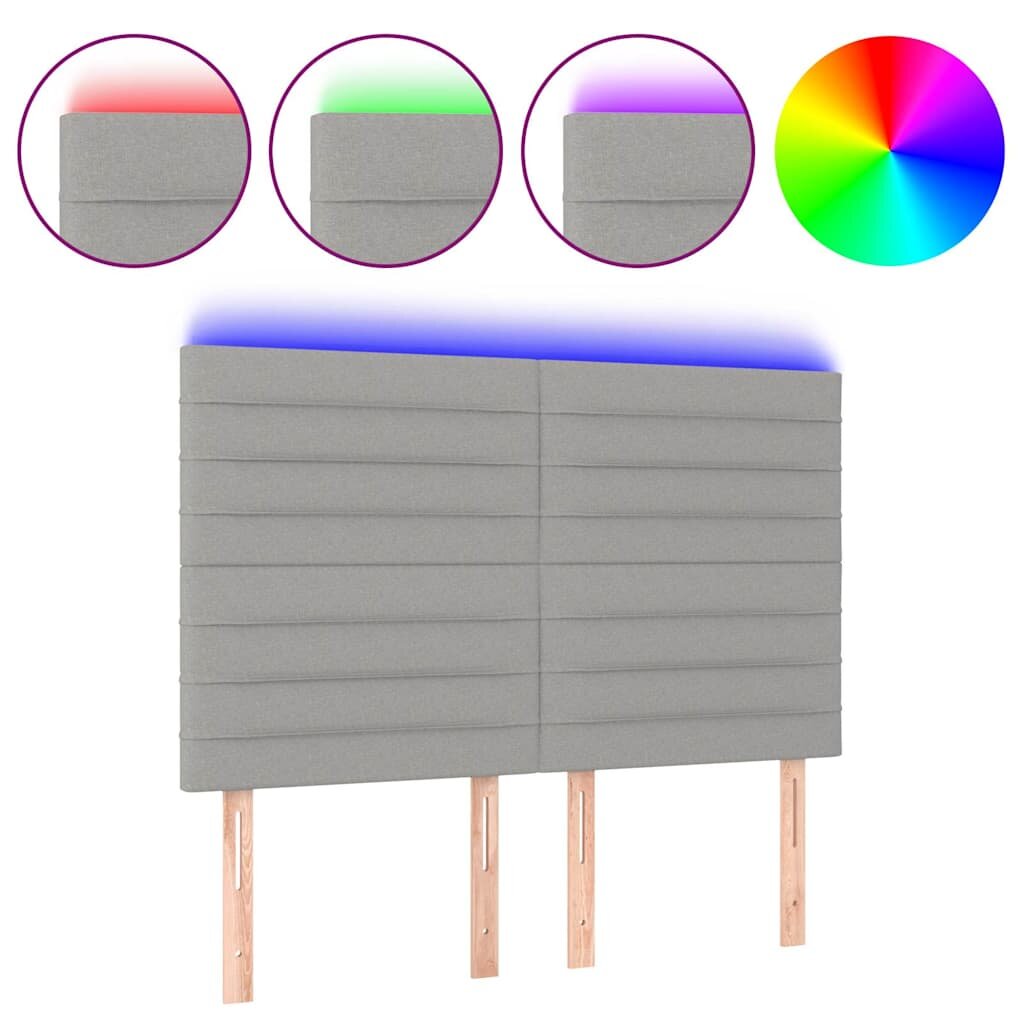 vidaXL Čelo postele s LED bledosivé 147x16x118/128 cm látka