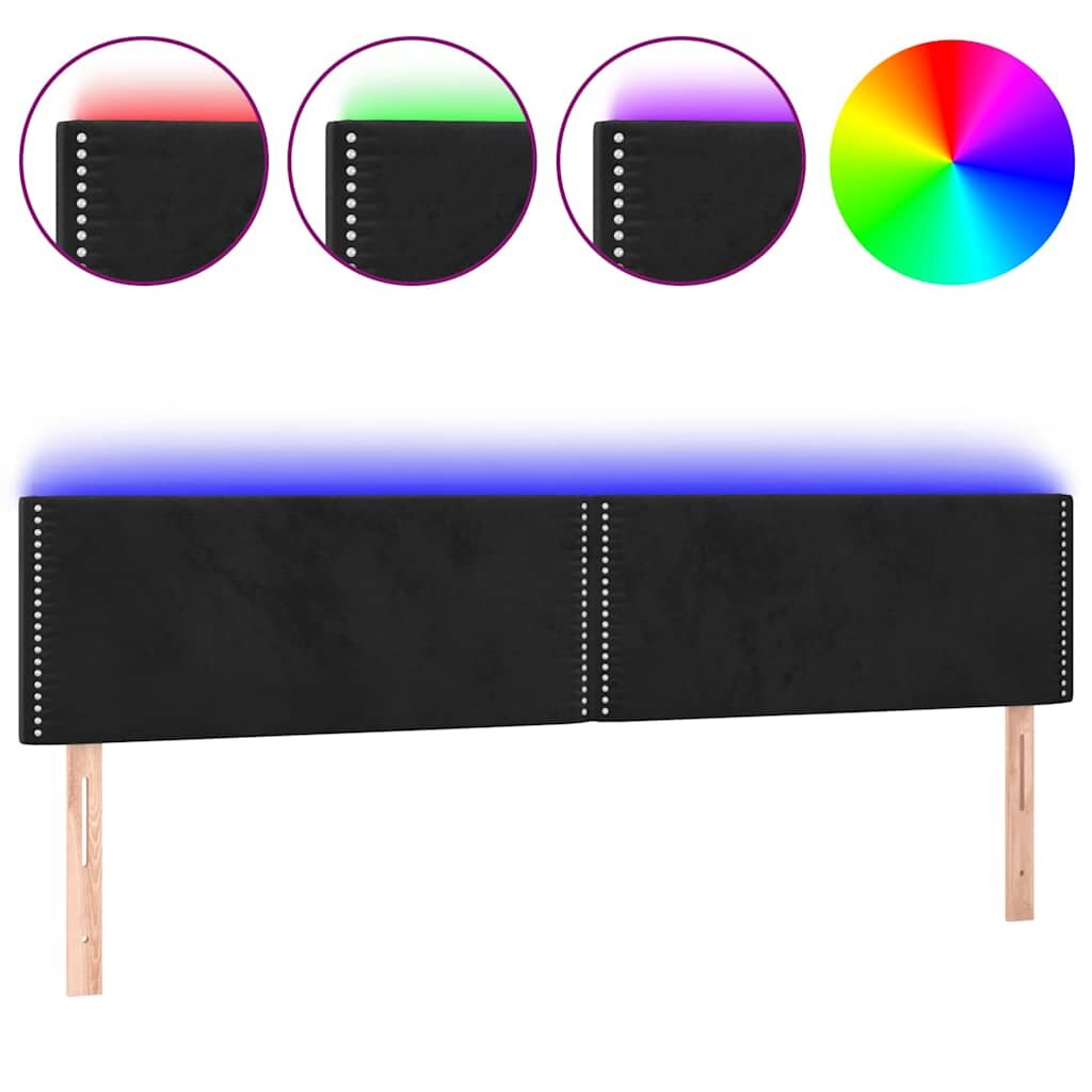 vidaXL Čelo postele s LED čierne 180x5x78/88 cm zamat
