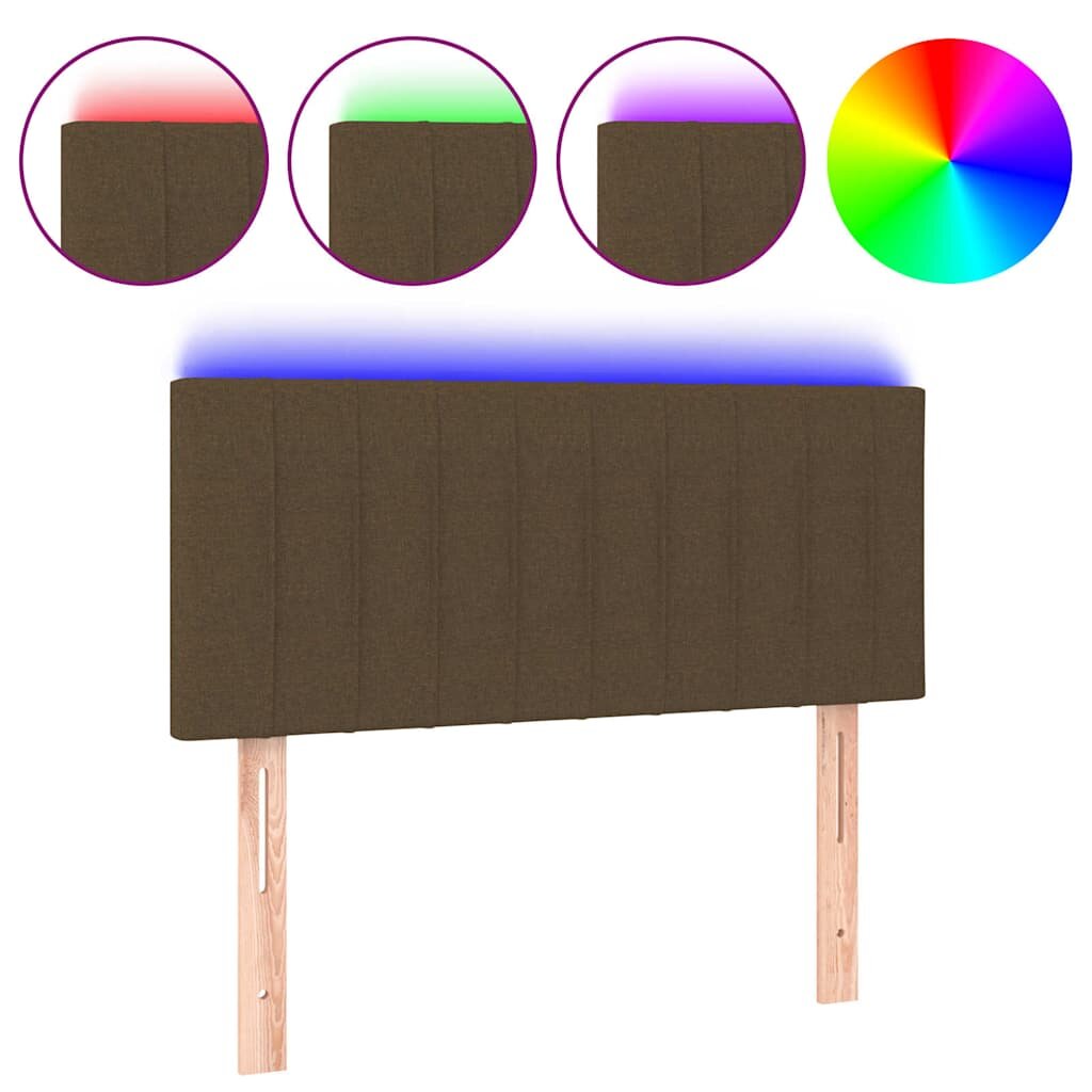 vidaXL Čelo postele s LED tmavohendé 100x5x78/88 cm látka