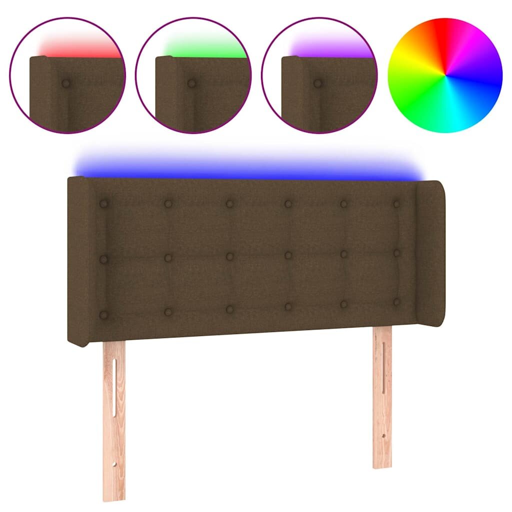 vidaXL Čelo postele s LED tmavohendé 83x16x78/88 cm látka